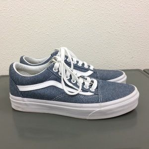 Vans Navy Blue White Lace Up Shoes Sneakers Size 8